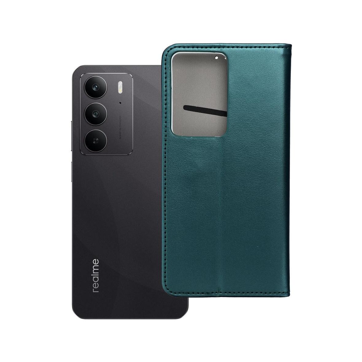 Etui z klapką na Realme C75 Smart Magneto ciemnozielone