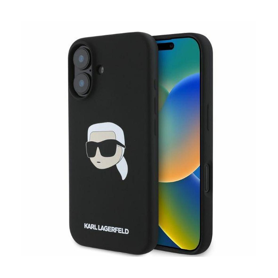 KARL LAGERFELD futerał do IPHONE 16 kompatybilny z MagSafe KLHMP16SSKHPPLK (Sil KL Head Print) czarny