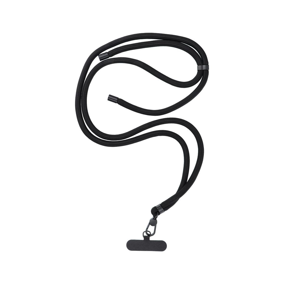Smycz do telefonu, Zawieszka do telefonu - SWING (8mm) z regulacją długości / długość sznura 165cm (max 82,5cm w pętli) / na ramię lub szyję - czarny