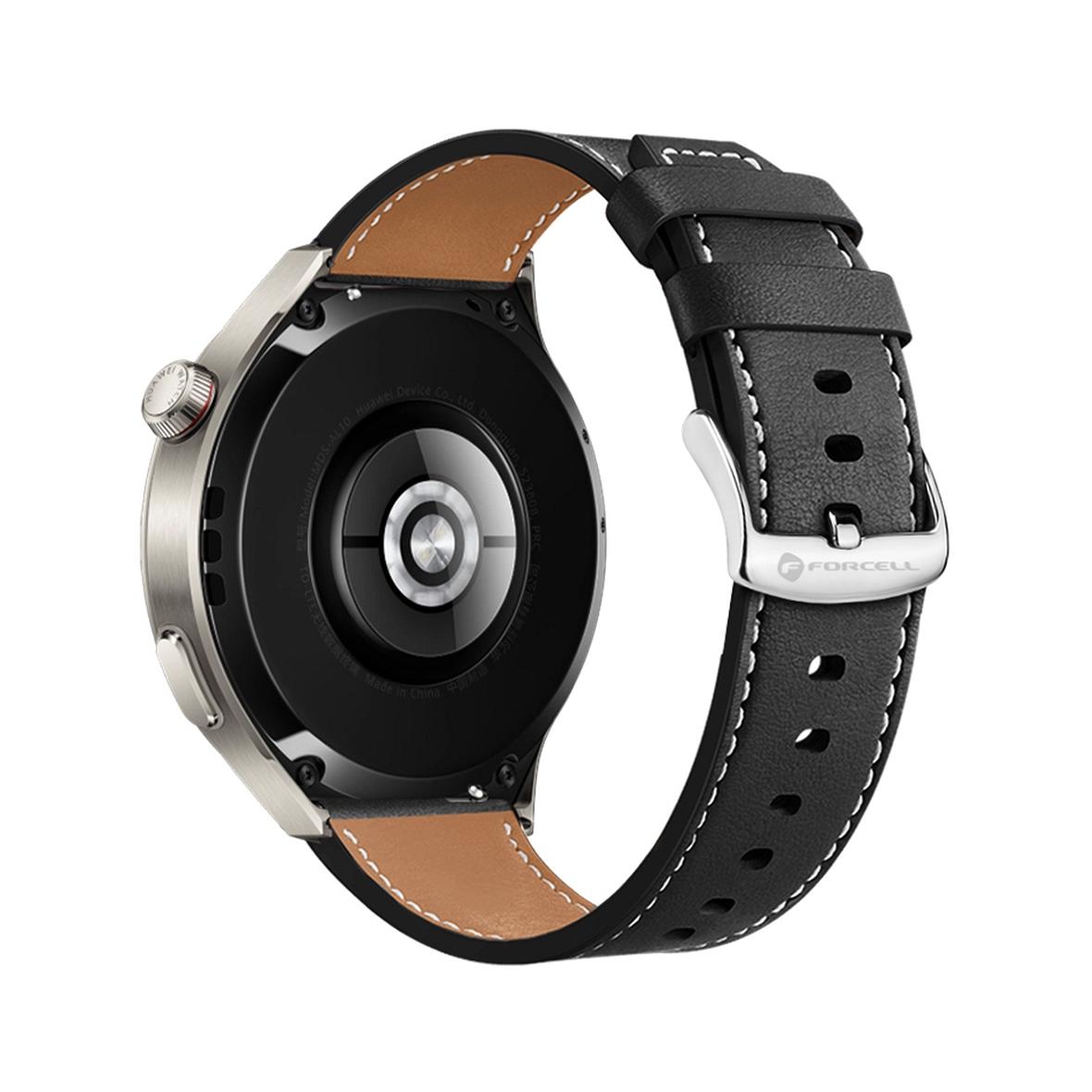 Pasek do Samsung Galaxy Watch Forcell F-Design FS21 dziurki skóra ekologiczna 20 mm czarny