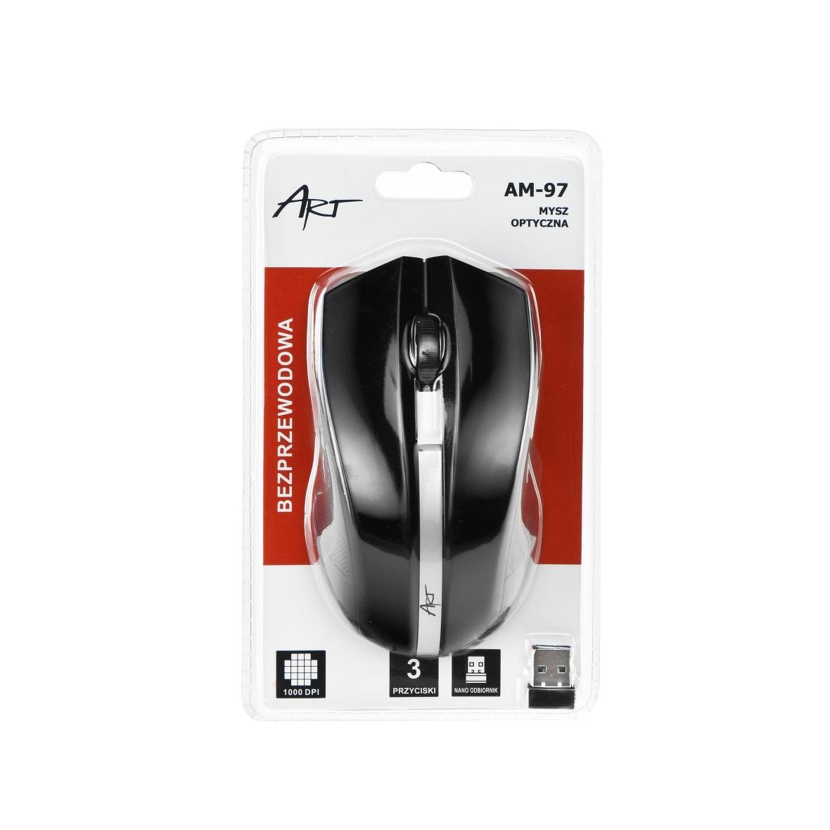 ART myszka komputerowa bezprzewodowa 2,4G 1000 dpi AM-97 czarna