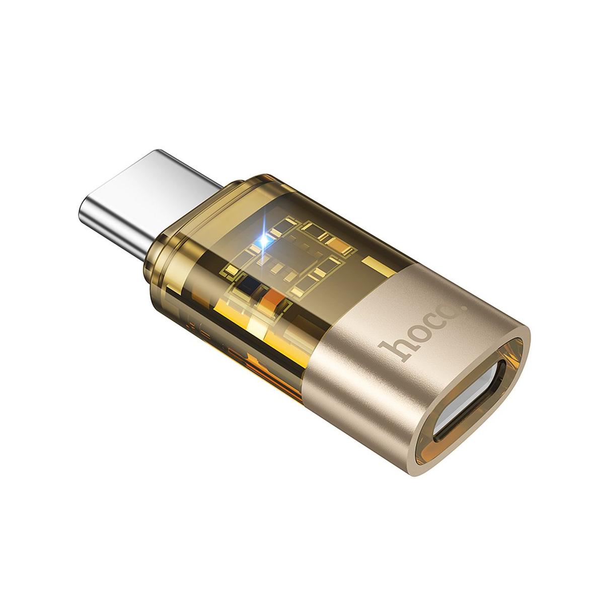 Adapter USB C do Lightning Hoco UA36D transparentny złoty