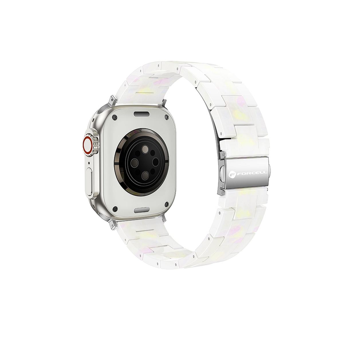 Pasek do Apple Watch Forcell F-Design FA04 zatrzask żywiczny marmurkowy 38 / 40 / 41 mm biały