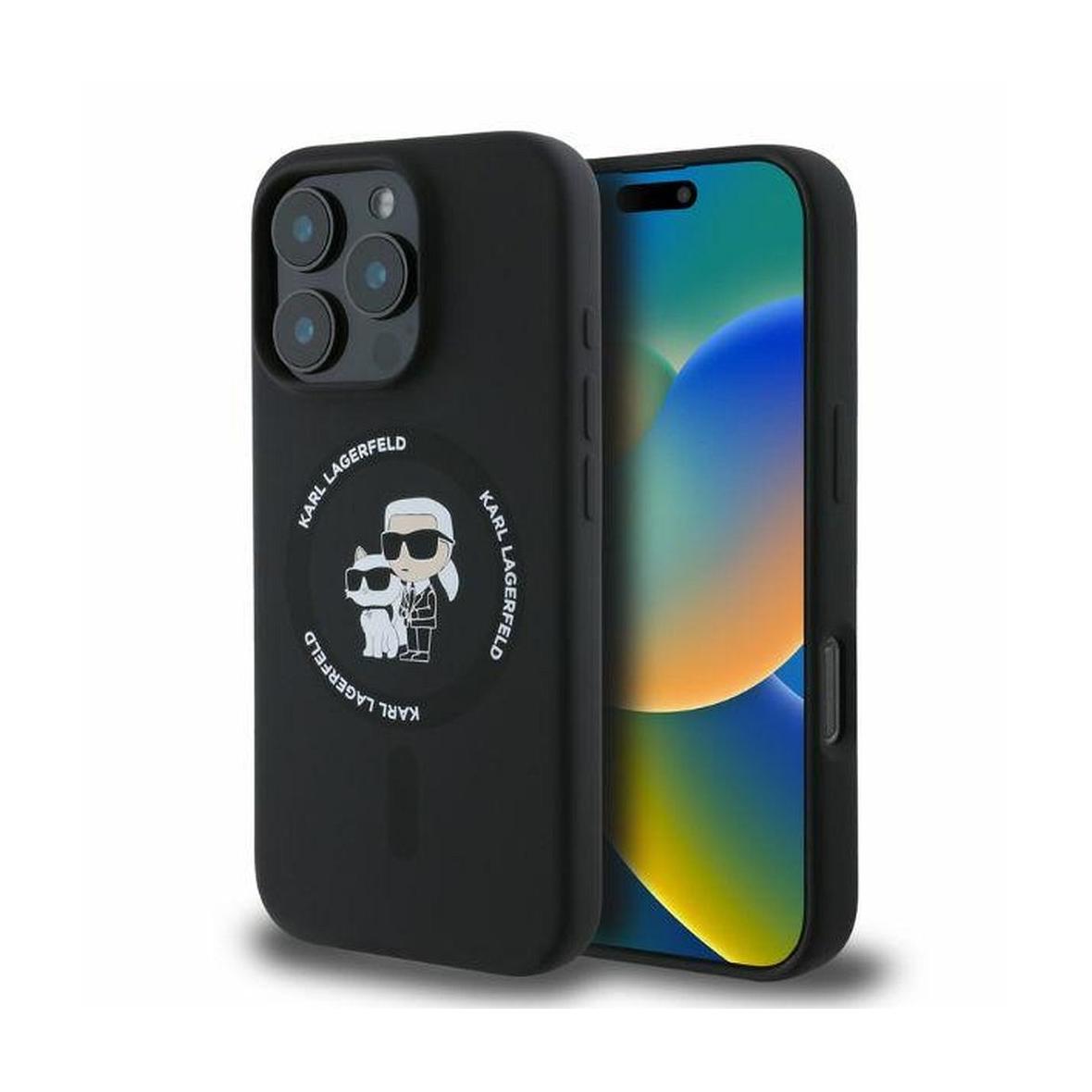 KARL LAGERFELD futerał do IPHONE 16 Pro Max kompatybilny z MagSafe KLHMP16XSCMKCRHK (Silicone KC Body Ring) czarny