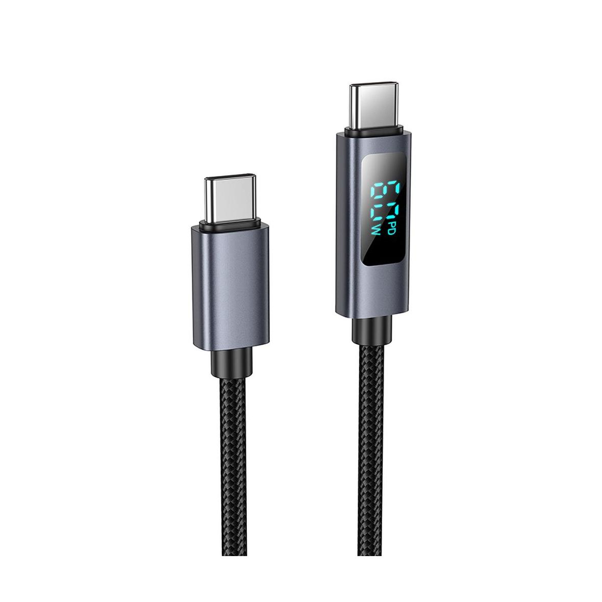 Kabel USB C do USB C Hoco 3A 60W z wyświetlaczem 1 m X112 czarny