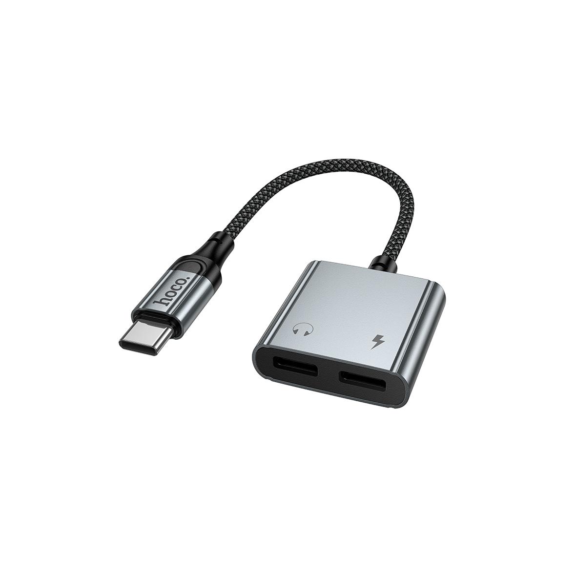 Adapter AUX USB C do 2x USB C max 10W Hoco UPA34A szary