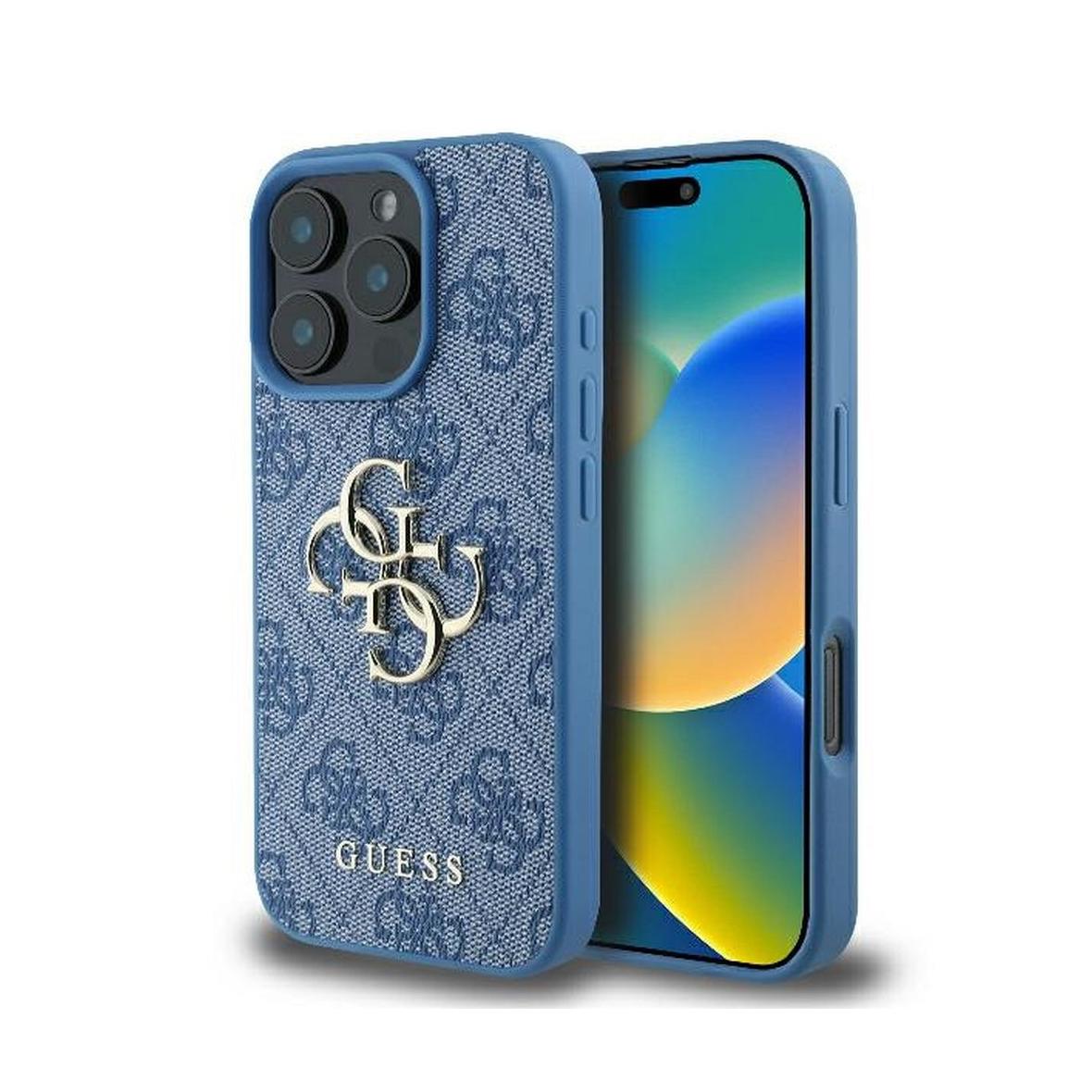 GUESS futerał do IPHONE 16 Pro Max GUHCP16X4GMGBL (4G PU Big Logo) niebieski