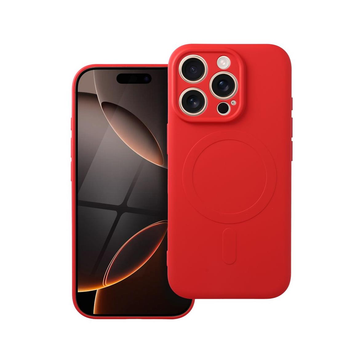 Futerał do iPhone 16 PRO Silicone Mag Cover zgodny z MagSafe czerwony