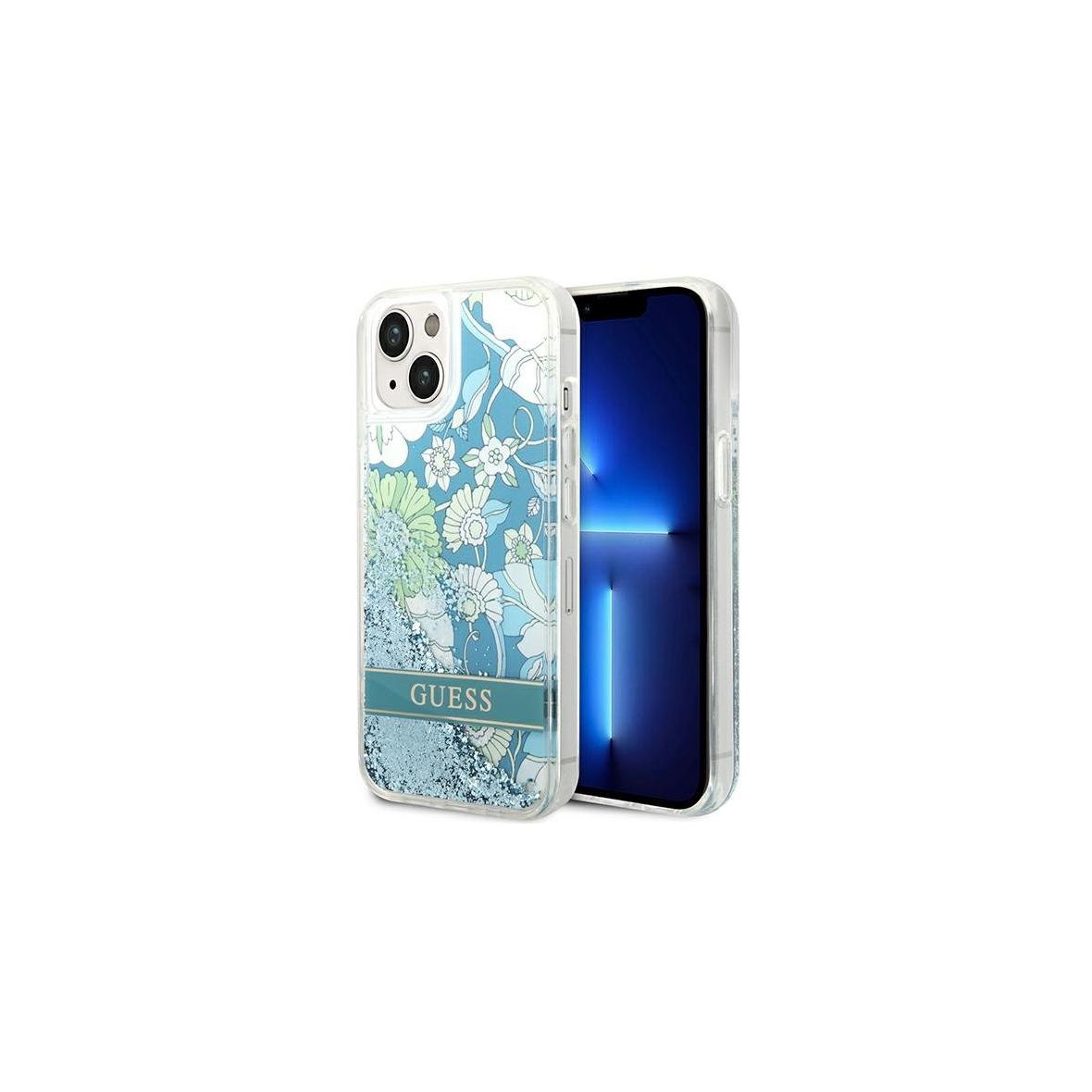 GUESS futerał do IPHONE 13 / 14 / 15 GUHCP14SLFLSN (Flower Liquid Glitter) zielony
