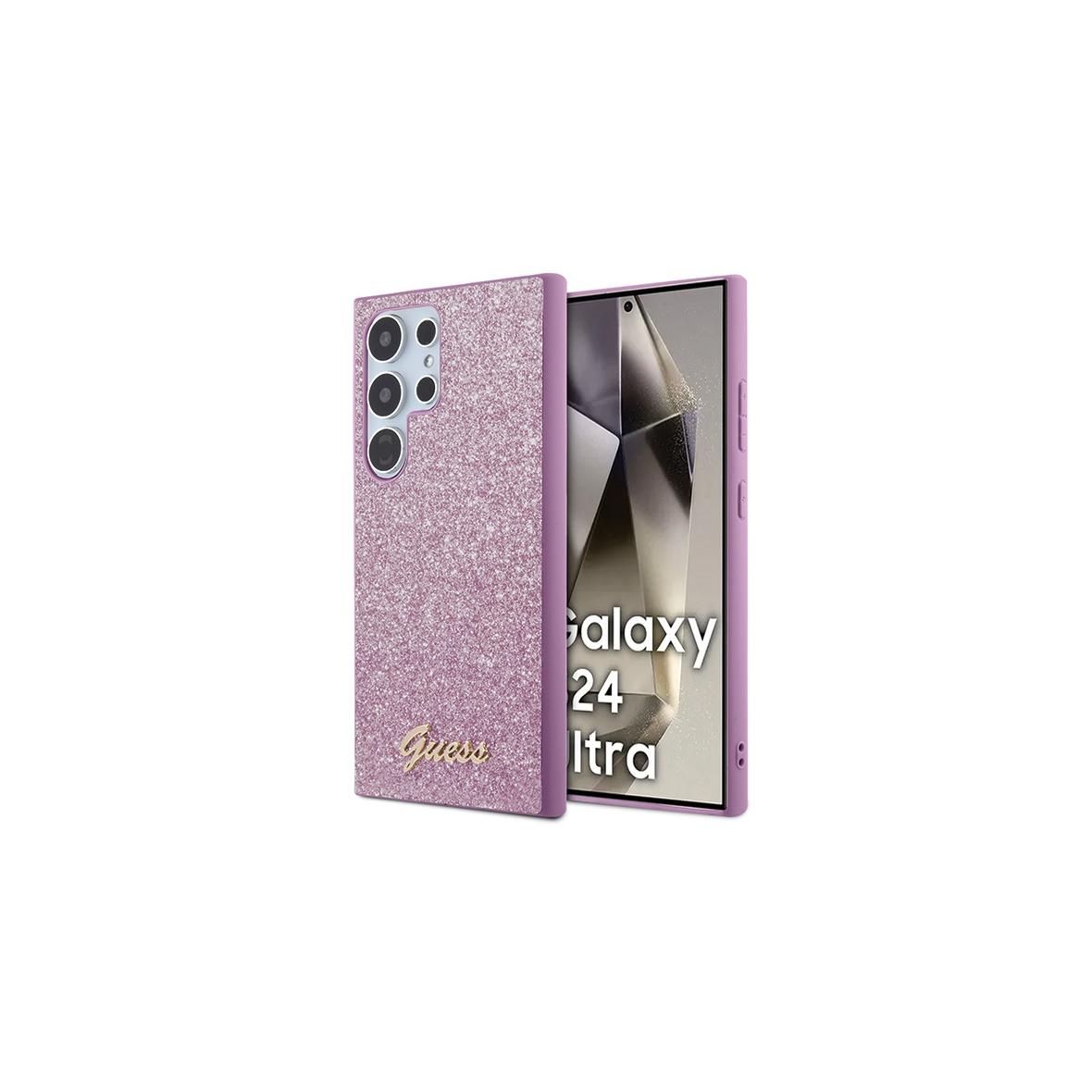 GUESS futerał do SAMSUNG S24 Ultra GUHCS24LHGGSHU (Glitter Script) fioletowy