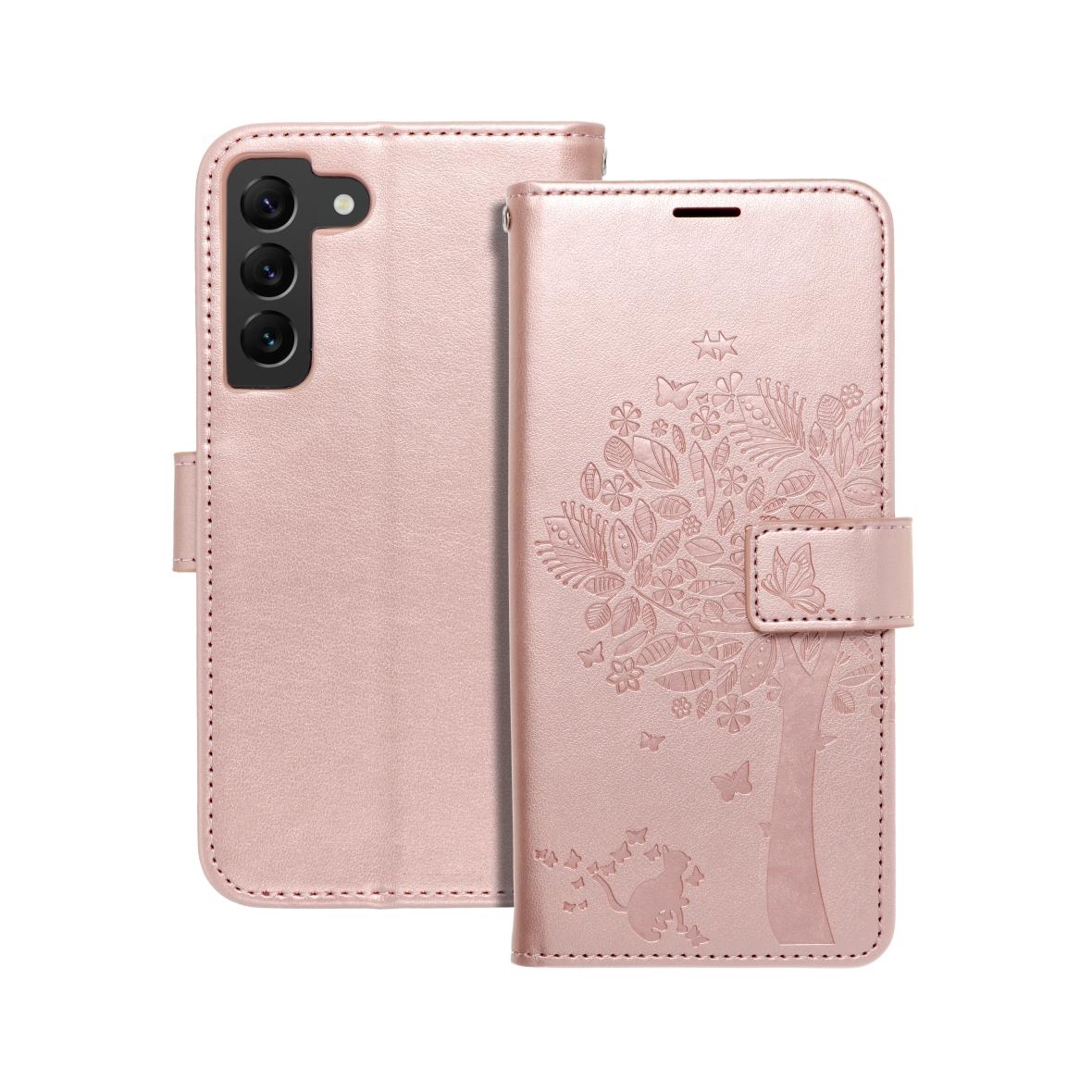 Etui z klapką na Samsung S22 Mezzo Book drzewo złoto-różowe