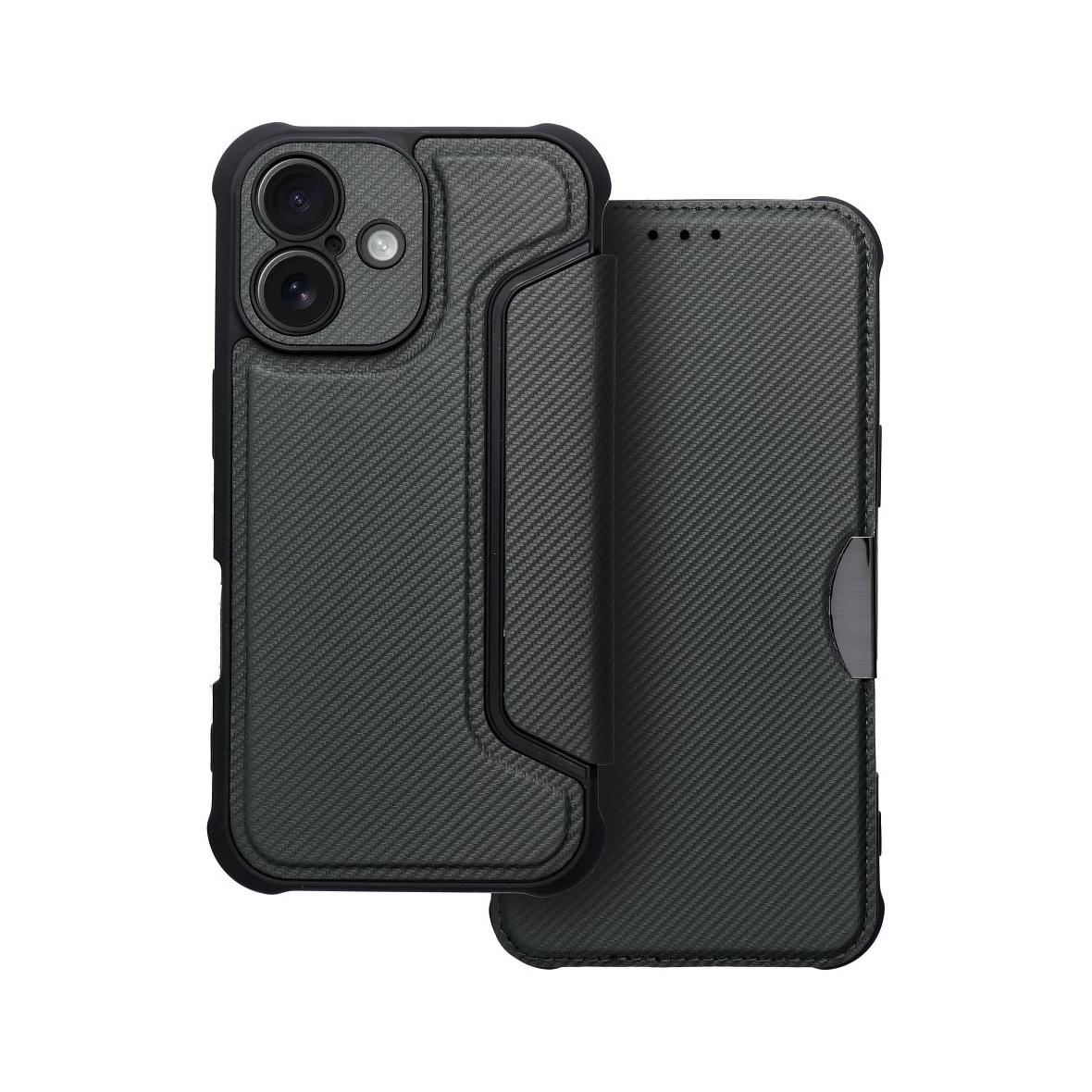 Etui z klapką na iPhone 16 PLUS Razor Book ciemnozielone