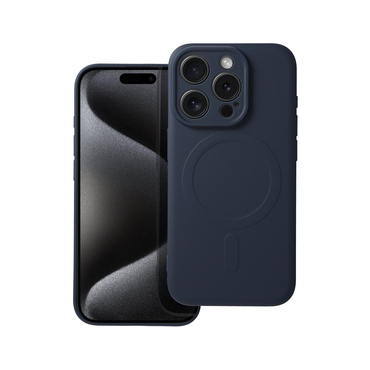 Futerał do iPhone 15 PRO Silicone Mag Cover zgodny z MagSafe tytanowy niebieski