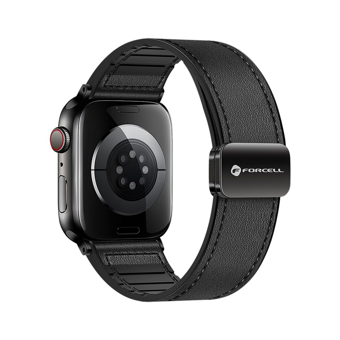 Pasek do Apple Watch Forcell F-Design FA21 magnetyczny skóra ekologiczna 42 / 44 / 45 / 49 mm czarny
