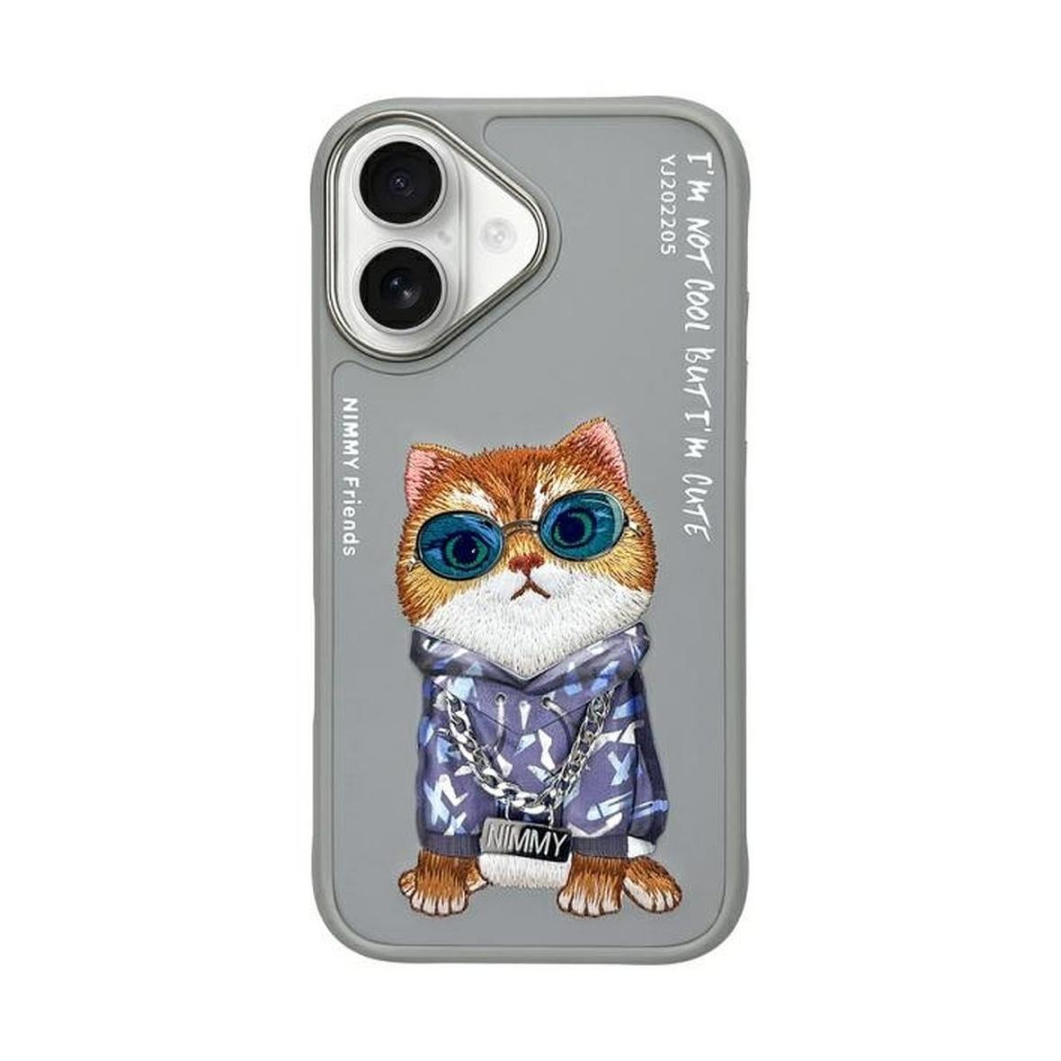NIMMY futerał GLASSES COOL CAT do IPHONE 16 szary