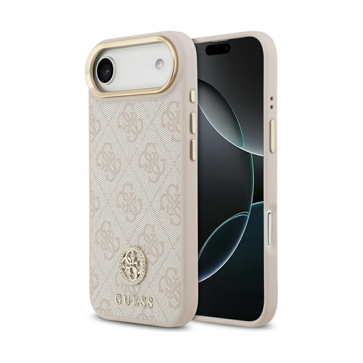 GUESS futerał do IPHONE 17 Air kompatybilny z MagSafe GUHMP17MP4GRMDEP (PU W/ 4G Strass Logo) różowy