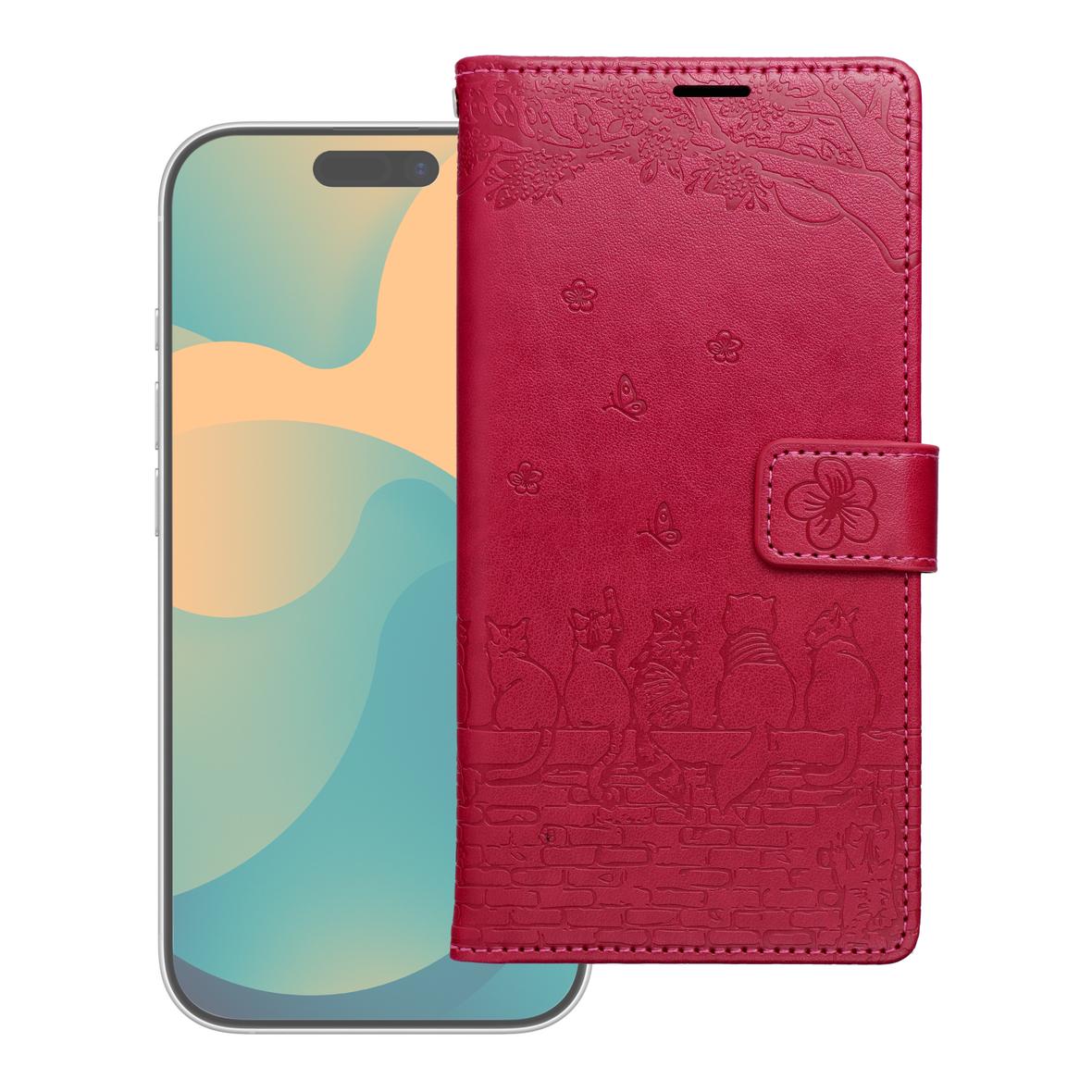 Etui z klapką na Samsung A17 Mezzo Book koty czerwone