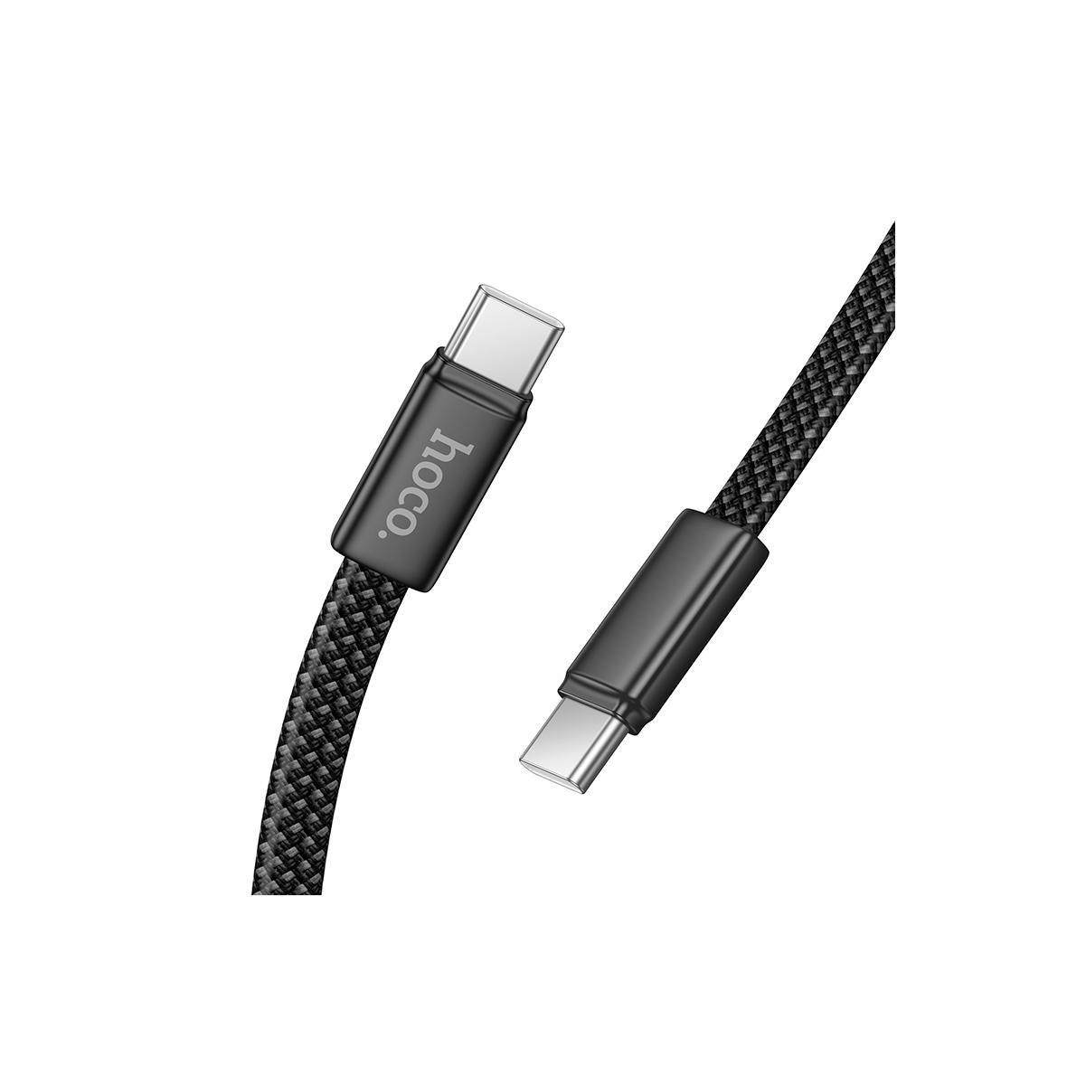 Kabel USB C do USB C Hoco 3A 60W płaski 1 m X125 czarny