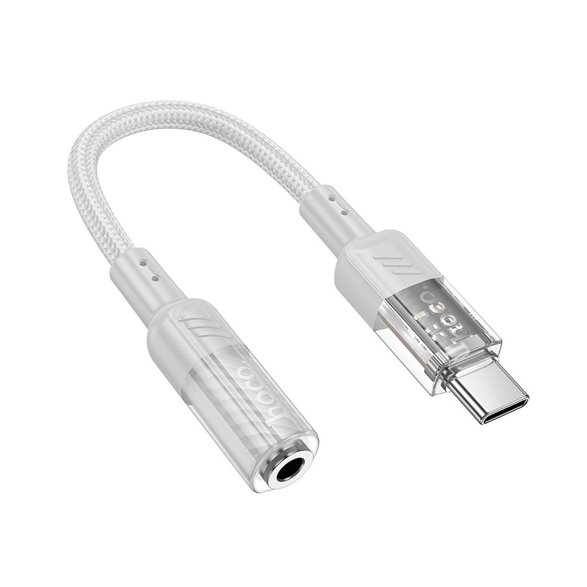 Adapter AUX USB C do Jack 3,5 mm Hoco 0,15 m LS37 transparentny szary