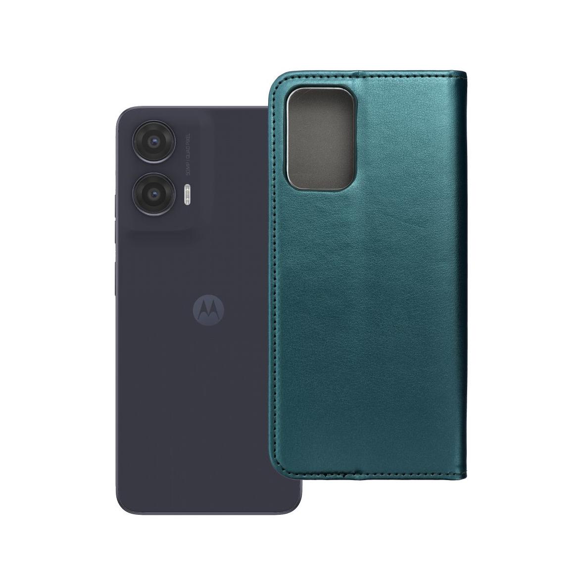 Etui z klapką na Motorola G35 5G Smart Magneto ciemnozielone