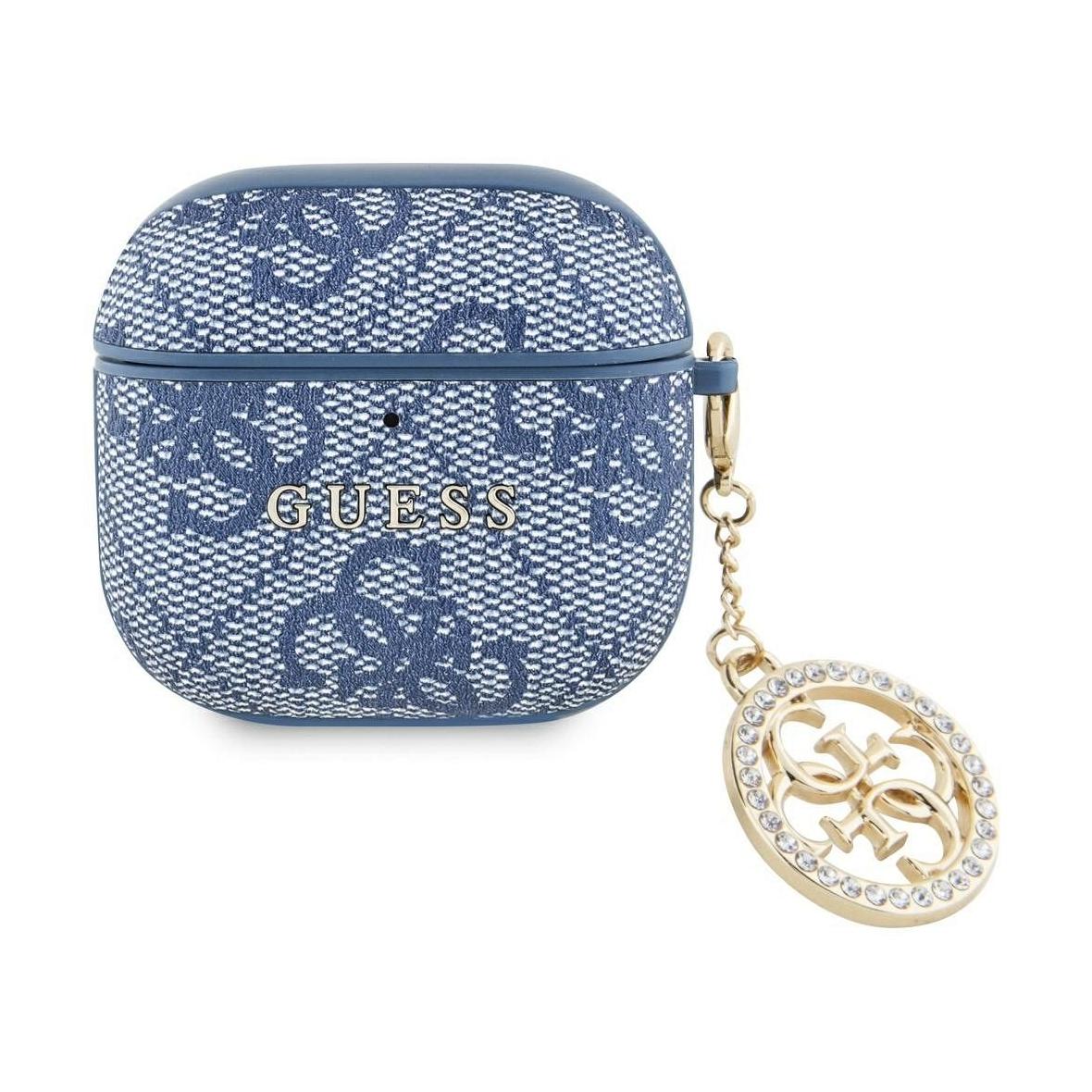 GUESS futerał do APPLE AirPods 4 GUA4P4E4CDB (PU 4G W/ Strass Charm) niebieski