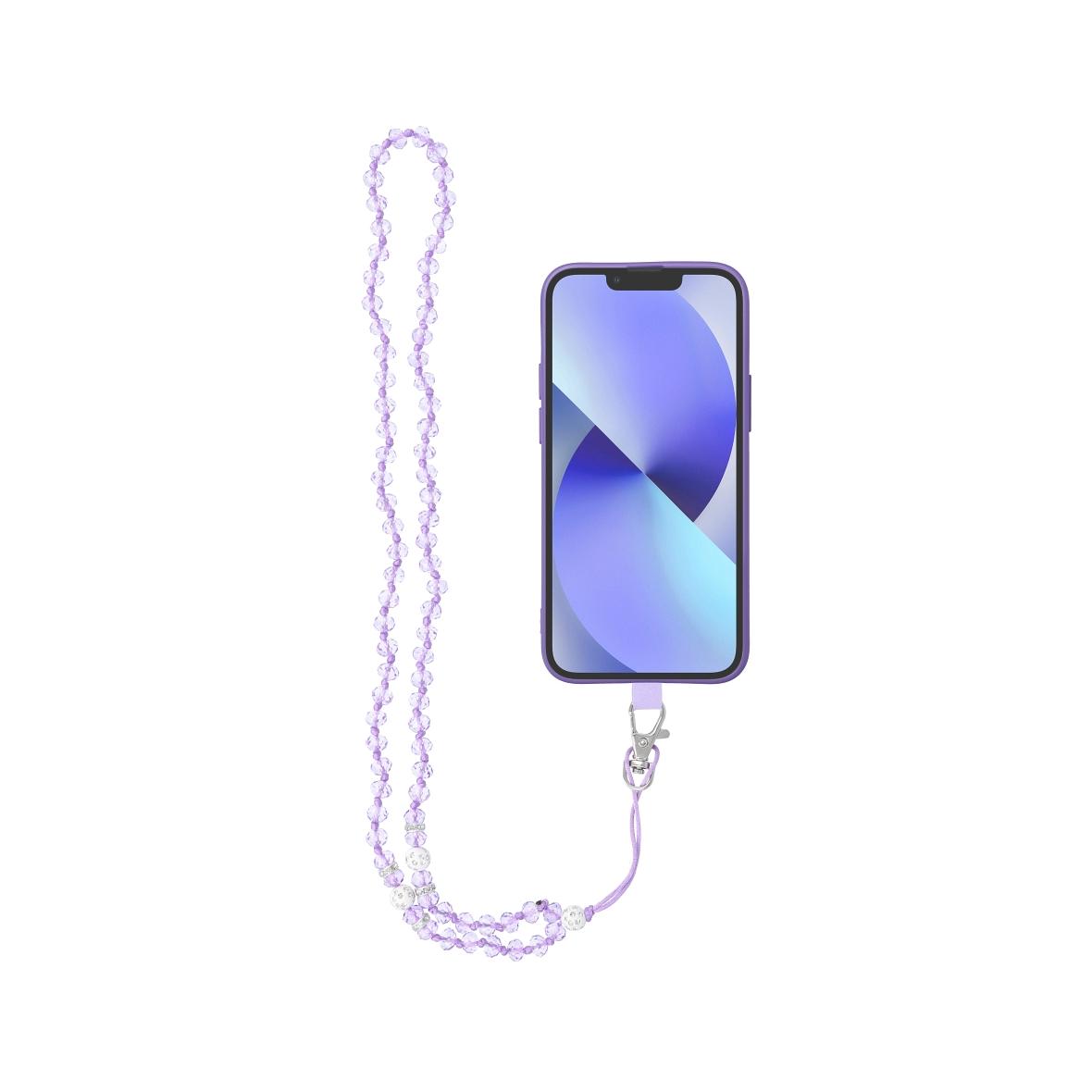 Smycz do telefonu, Zawieszka do telefonu - CRYSTAL DIAMON / długość sznura 74cm (37cm w pętli) / na szyję - fioletowy