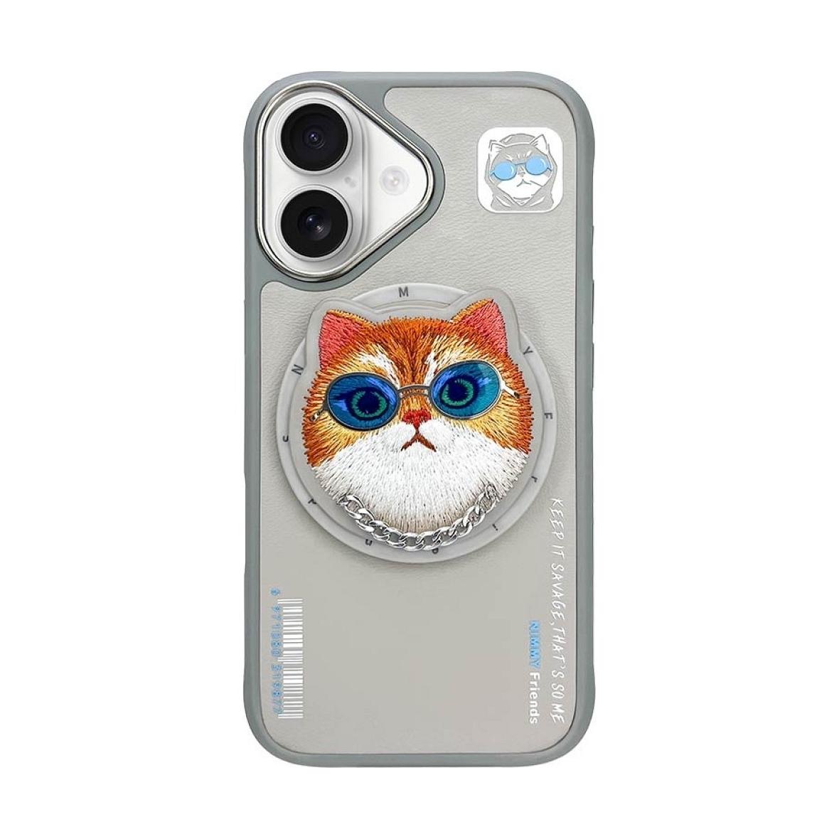 NIMMY futerał GLASSES COOL CAT kompatybilny z MagSafe do IPHONE 16 szary