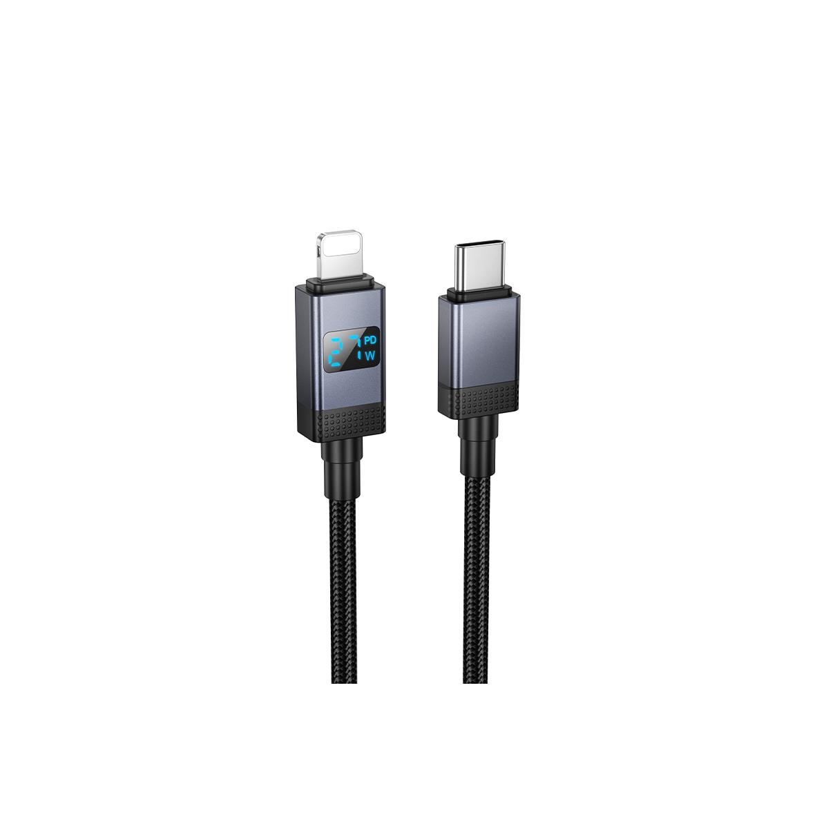Kabel USB C do Lightning Hoco PD 27W z wyświetlaczem 1 m X118 czarny