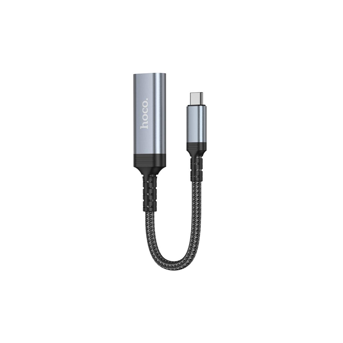 Kabel konwersji z USB C do HDMI żeński Hoco 4K 30Hz 0,2 m UA43A stalowy szary