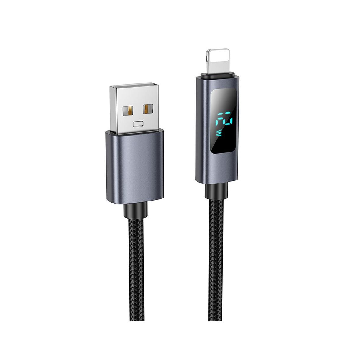 Kabel USB A do Lightning Hoco 2,4A z wyświetlaczem 1 m X112 czarny