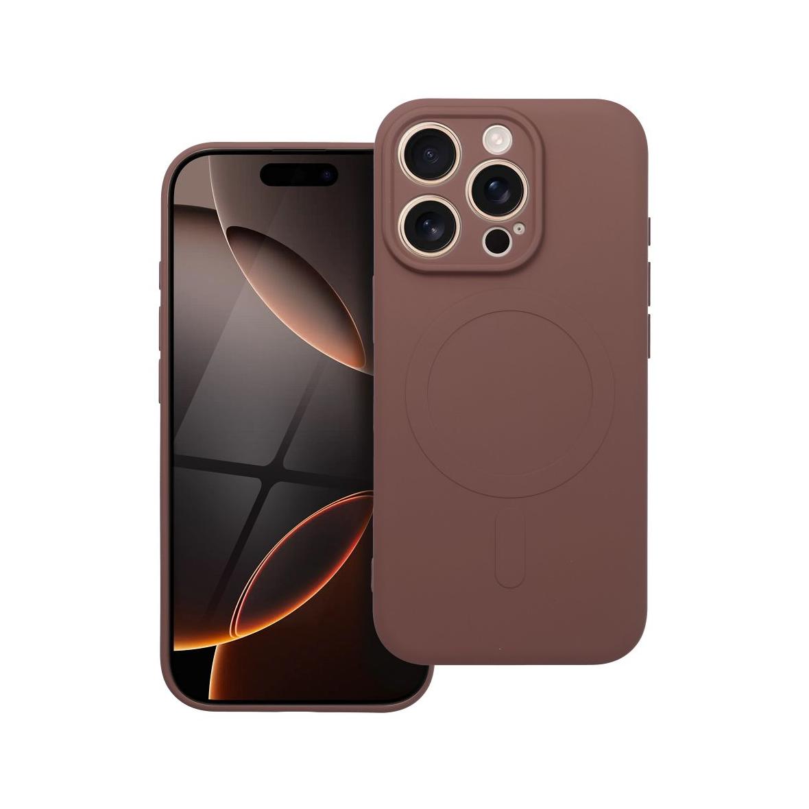Futerał do iPhone 16 PRO Silicone Mag Cover zgodny z MagSafe brązowy