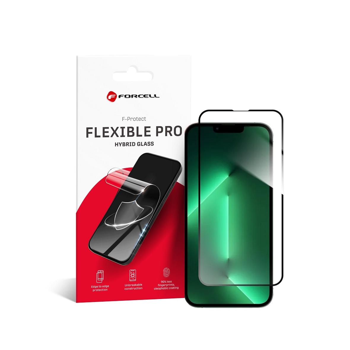 Szkło hybrydowe do iPhone 13 / 13 PRO / 14 / 16e / 17e (SE 4 2025) Forcell Flexible 5D czarne