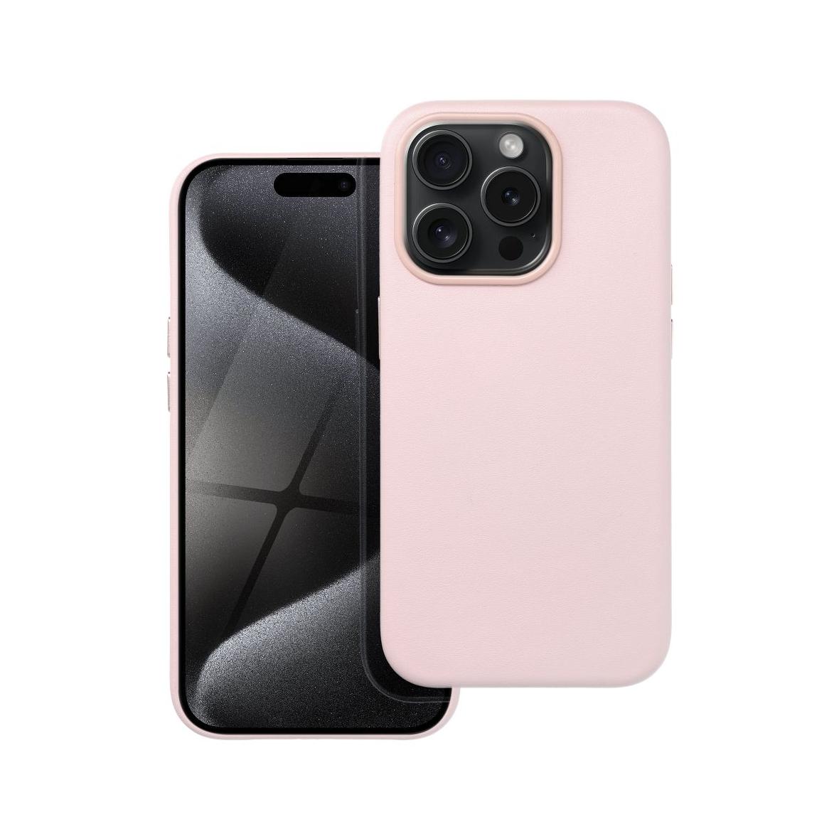 Futerał LEATHER MAG COVER kompatybilny z MagSafe do IPHONE 15 Pro różowy