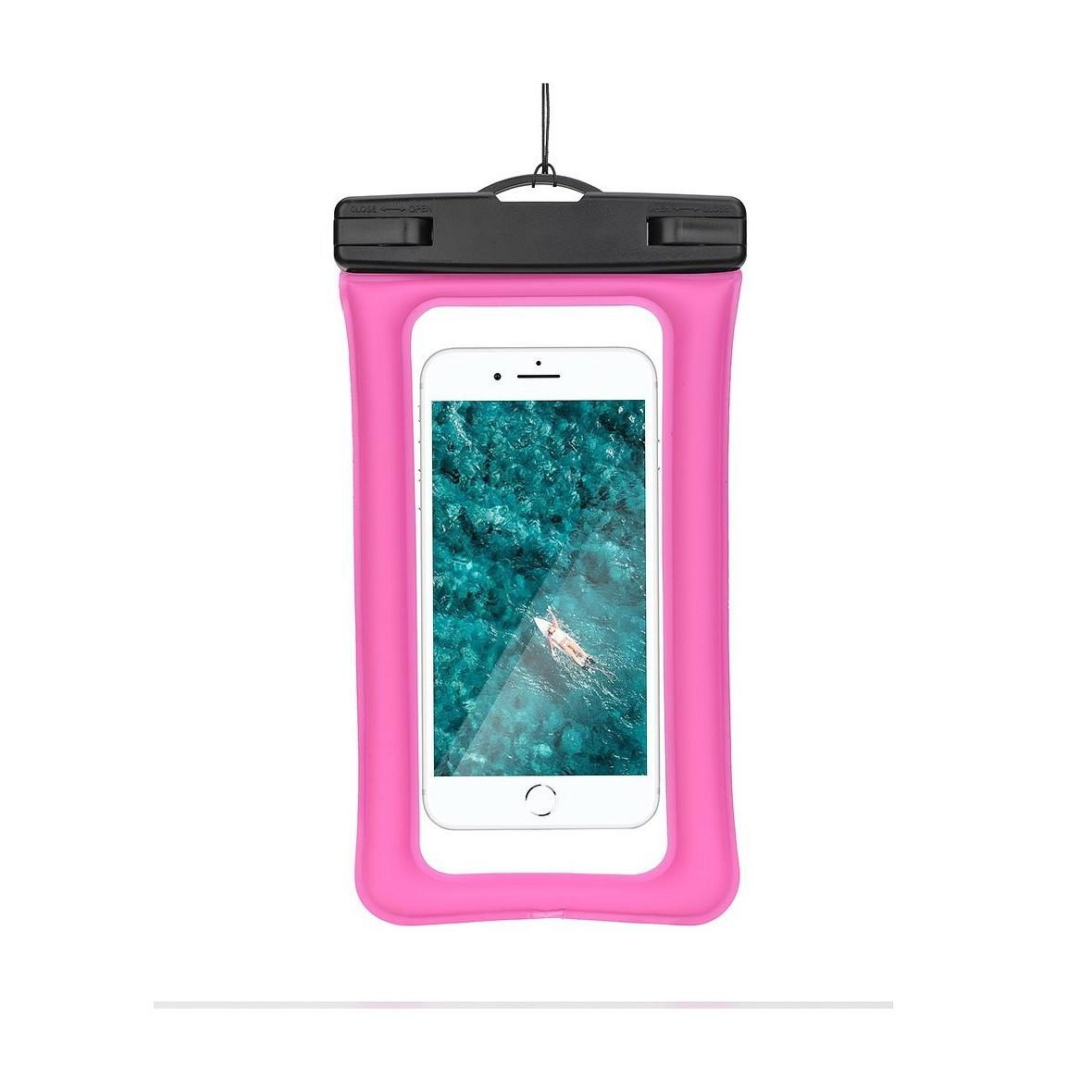 Etui na telefon uniwersalne wodoodporne z plastikowym zamknięciem AIRBAG ciemnoróżowy