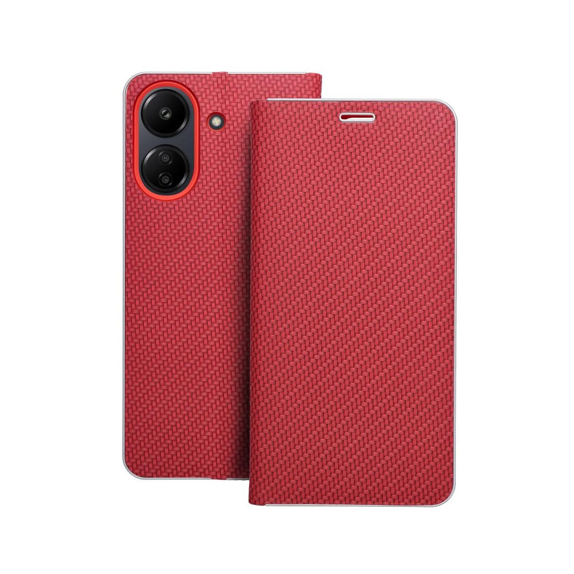 Etui z klapką na Xiaomi Redmi 13C / Poco C65 Luna Book Carbon czerwone