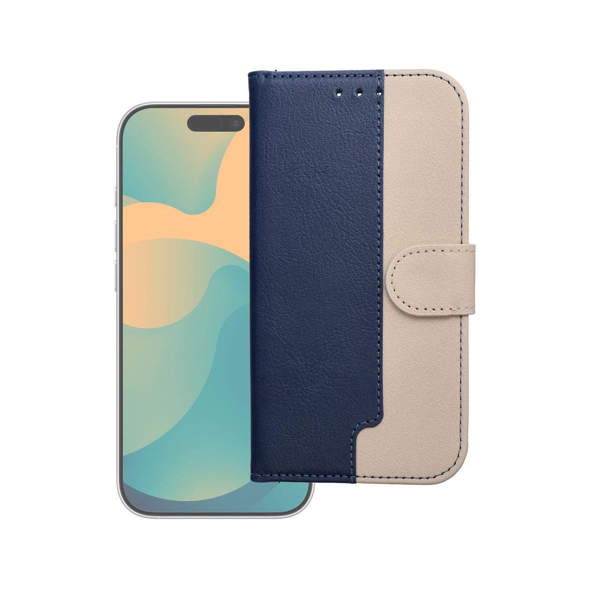 Etui z klapką na iPhone 17 PRO Split Book granatowo-kremowe