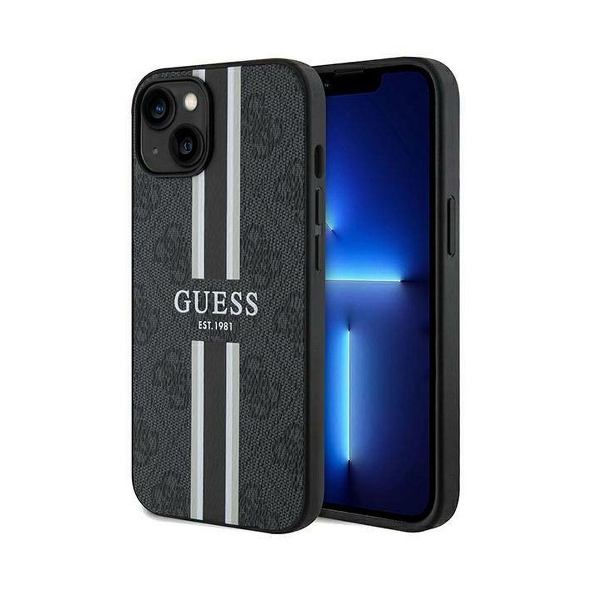 GUESS futerał do IPHONE 15 kompatybilny z MagSafe GUHMP15SP4RPSK (4G Printed Stripes) czarny