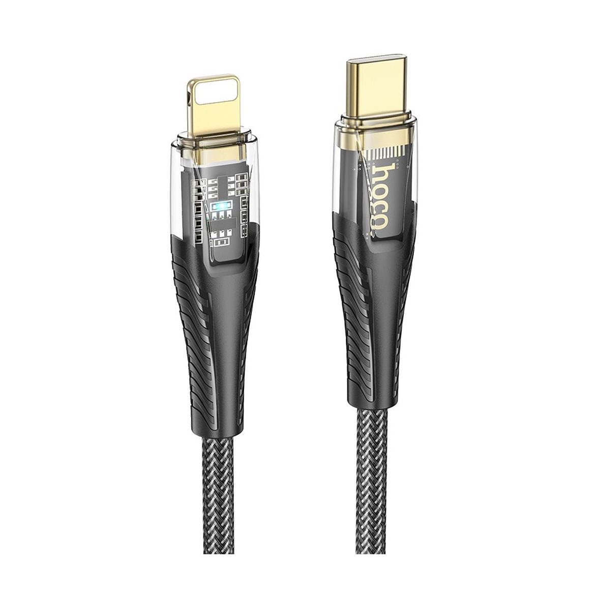 Kabel USB C do Lightning Hoco PD 27W 1,2 m U121 czarny transparentny