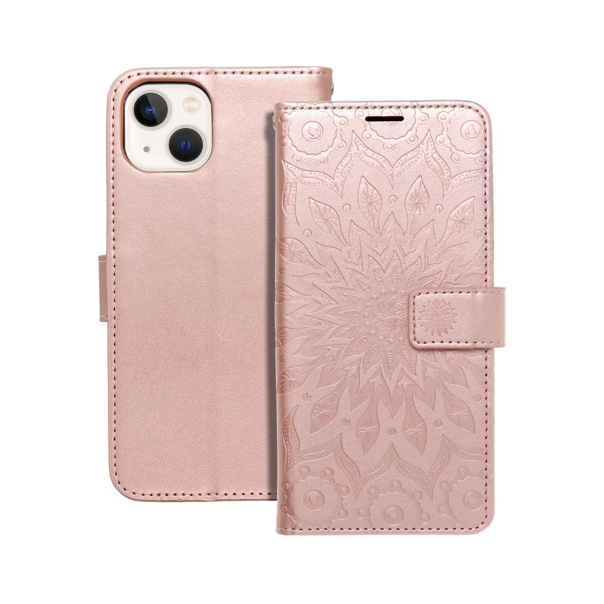 Etui z klapką na iPhone 13 Mezzo Book mandala złoto-różowe