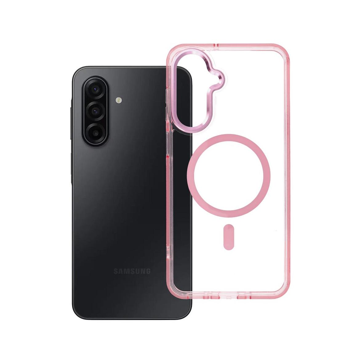 Futerał do Samsung A17 Frame Clear Hybrid Mag Cover zgodny z MagSafe pudrowy róż