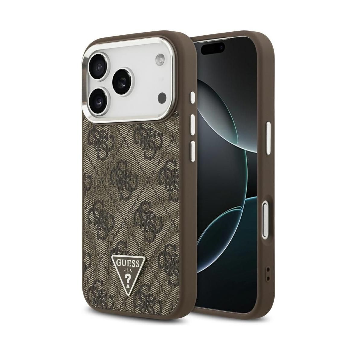 GUESS futerał do IPHONE 17 Pro kompatybilny z MagSafe GUHMP17LP4TSRCMW (PU 4G W/Triangle Logo SL) brązowy
