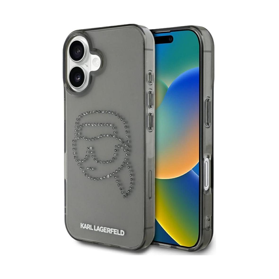 KARL LAGERFELD futerał do IPHONE 16 Pro  KLHCP16LHKHDCELK (IML Rhinestones S K Head) czarny