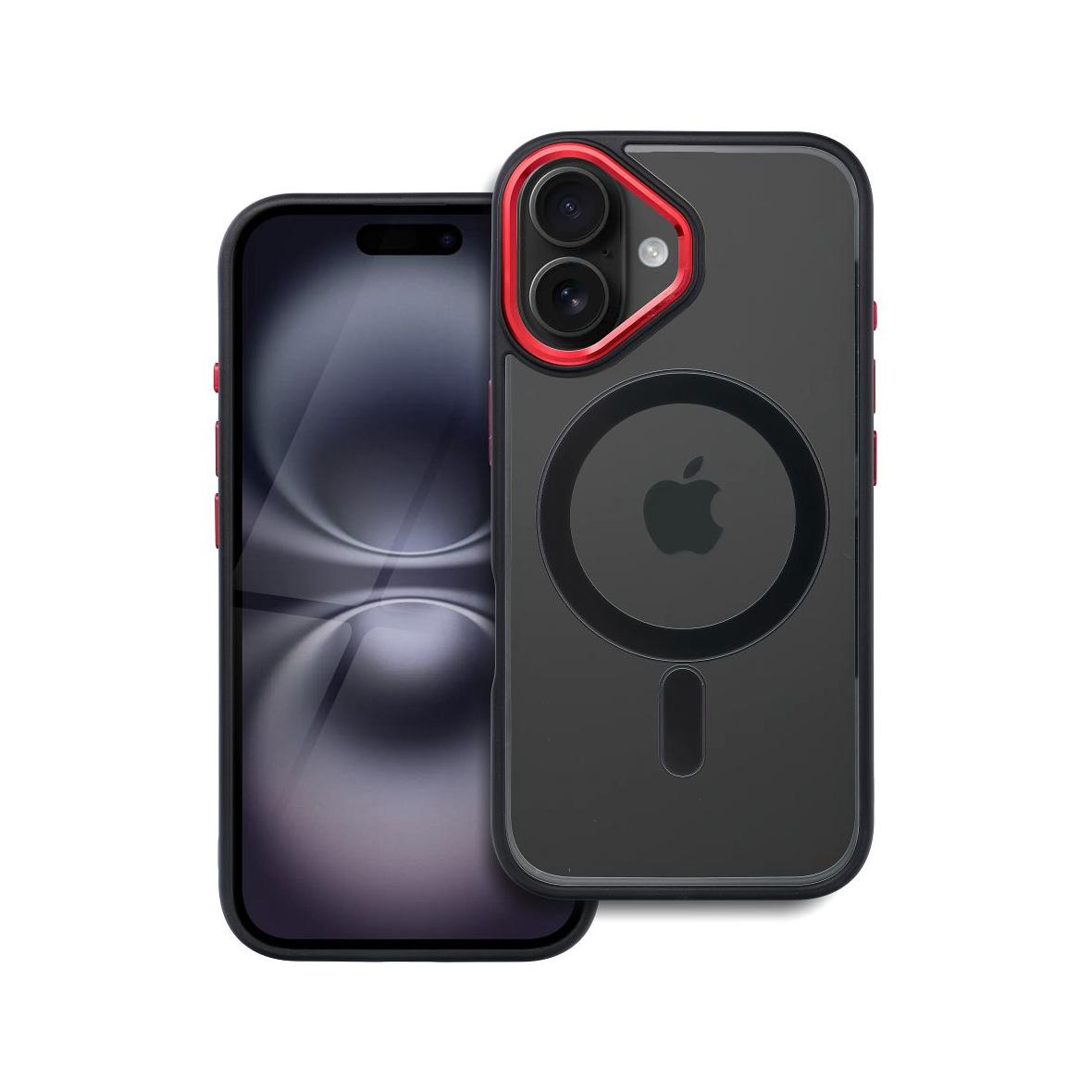 Futerał do iPhone 16 Color Edge Mag Cover zgodny z MagSafe czarno czerwony