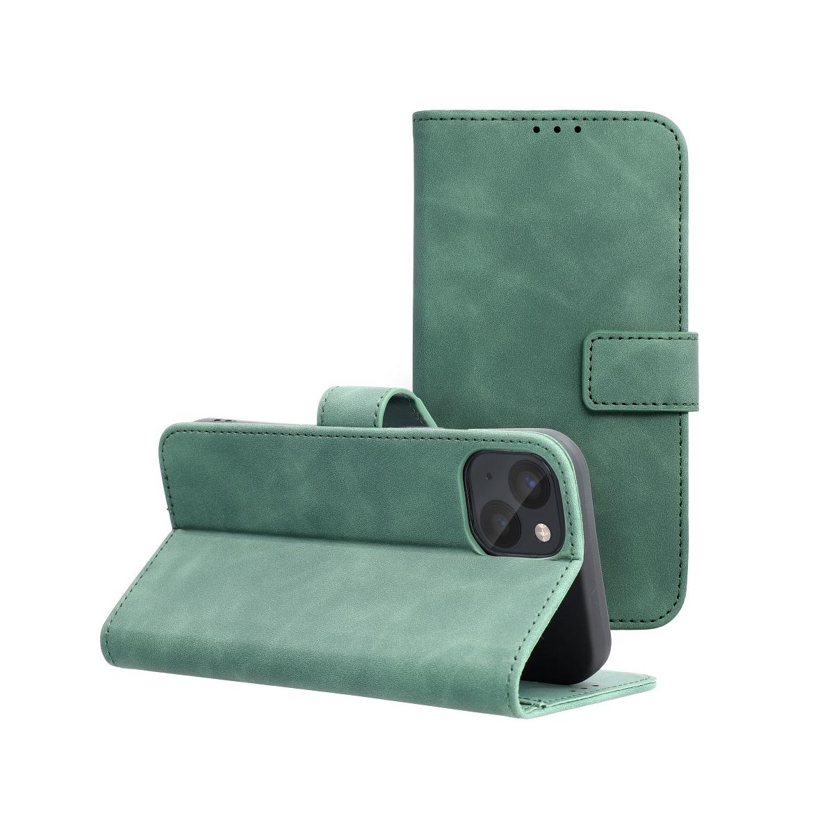 Etui z klapką na iPhone 13 Tender Book zielone