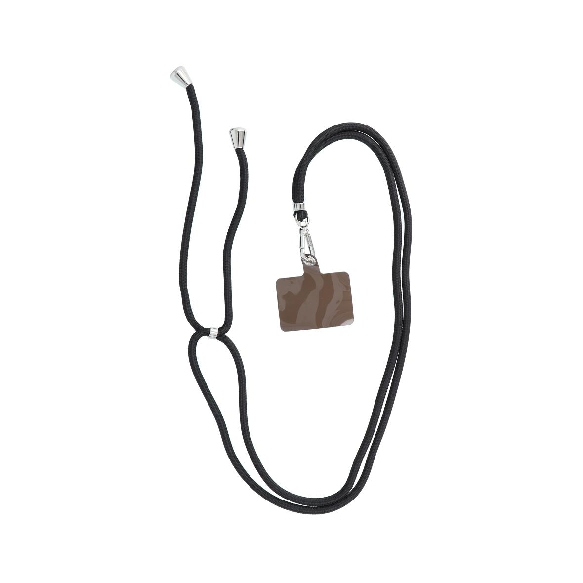Smycz do telefonu, Zawieszka do telefonu - SWING (6mm) z regulacją długości / długość sznura 165cm (max 82,5cm w pętli) / na ramię lub szyję - czarny