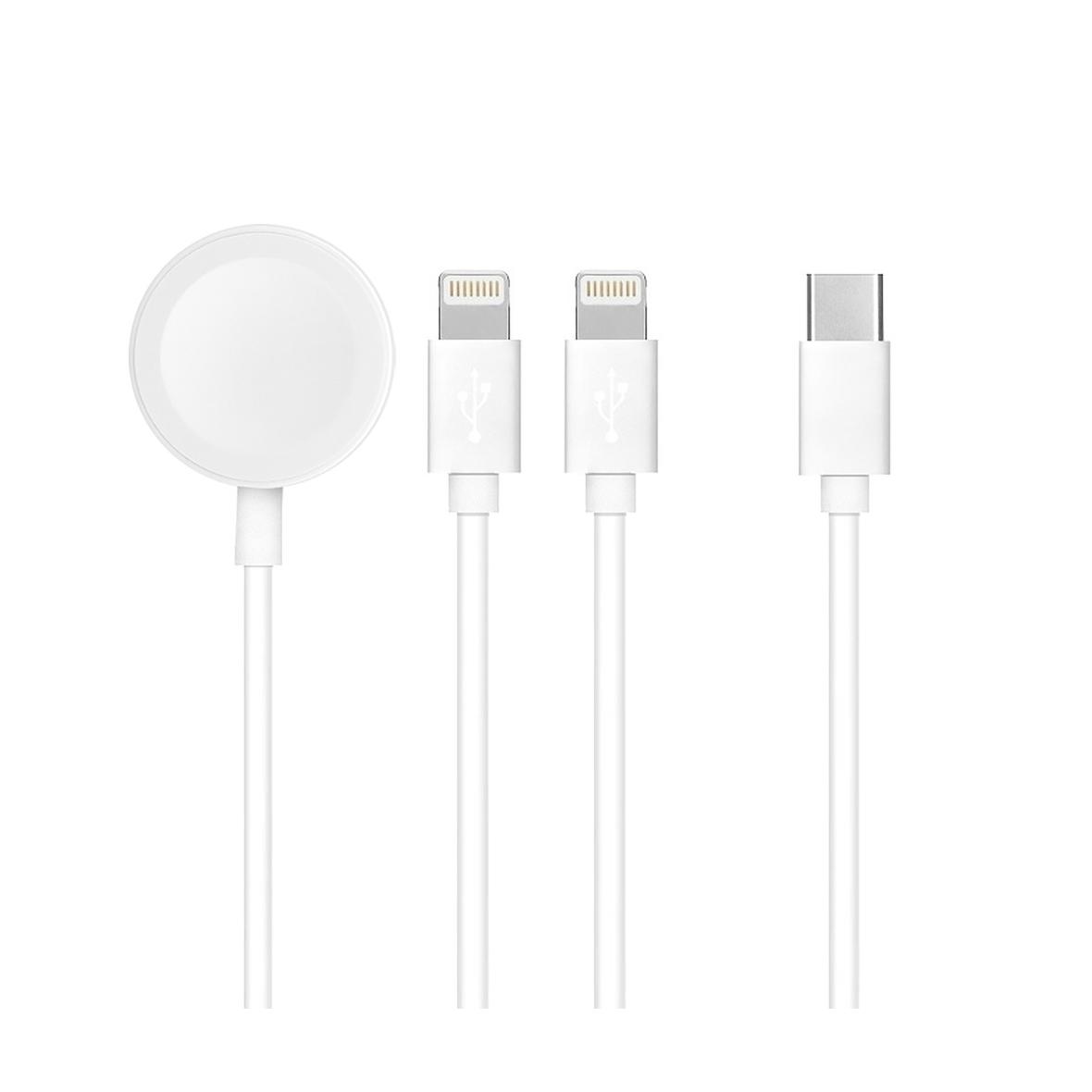 Kabel 3w1 Typ C do 2 x Lightning / Apple Watch 3W 2A C3168 1,2 m biały