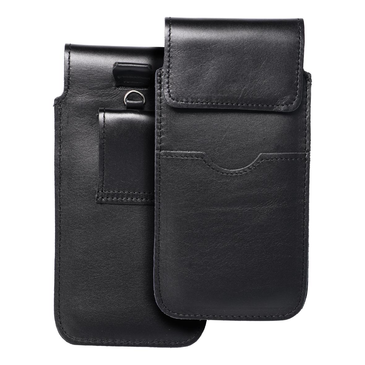 Skórzany futerał uniwersalny / wsuwka z klapką - ROYAL / czarny - Rozmiar 2XL - IPHONE 6 PLUS / SAMSUNG A52 / XIAOMI REDMI NOTE 10