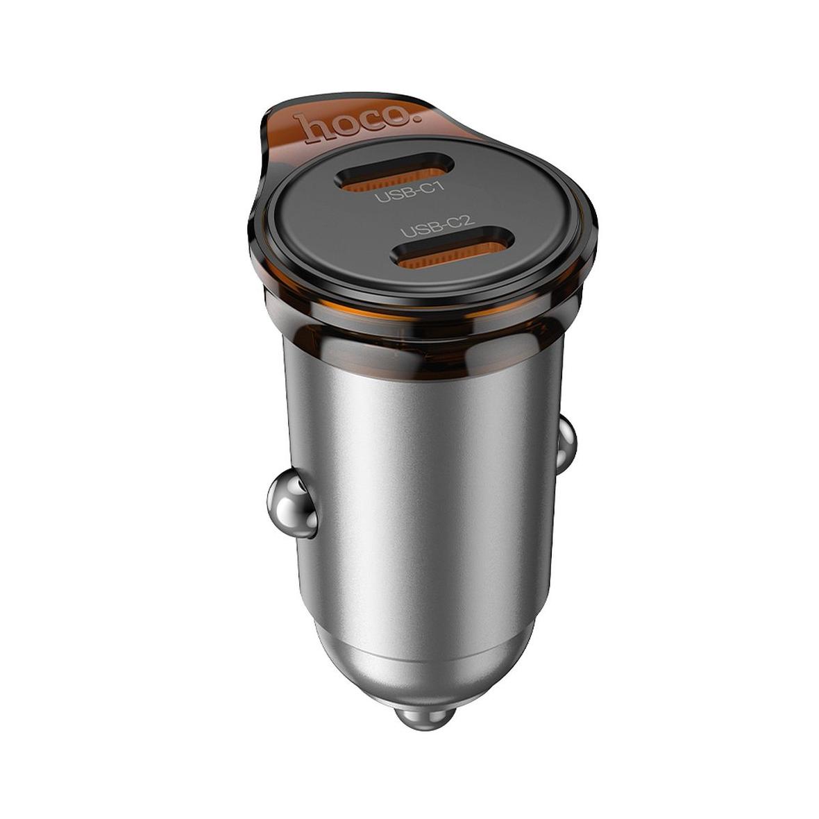 Ładowarka samochodowa Hoco 2 x USB C QC PD 45W NZ16B szara
