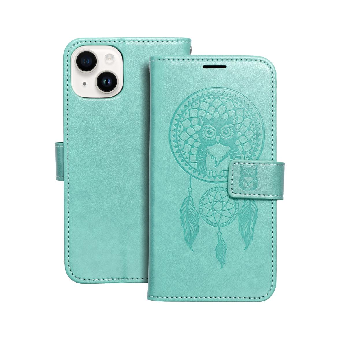 Etui z klapką na iPhone 14 Mezzo Book łapacz snów zielone
