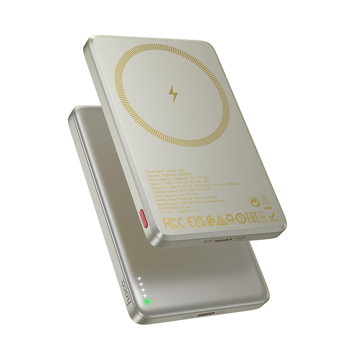 Powerbank zgodny z MagSafe Hoco 5000 mAh QC PD 2A 20W Q26 złoty